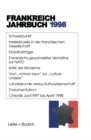 Image for Frankreich-jahrbuch 1998: Politik, Wirtschaft, Gesellschaft, Geschichte, Kultur
