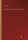 Image for The Original Lists of Persons of Quality