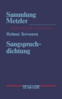 Image for Sangspruchdichtung: Sammlung Metzler, 293
