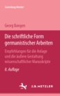 Image for Die schriftliche Form germanistischer Arbeiten: Sammlung Metzler, 13