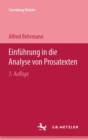 Image for Einfuhrung in die Analyse von Prosatexten