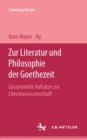 Image for Zur Literatur und Philosophie der Goethezeit