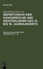 Image for Katalog Der Texte. Jungerer Teil (I - R)