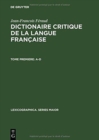 Image for Dictionaire Critique de la Langue Francaise