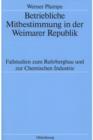 Image for Betriebliche Mitbestimmung in der Weimarer Republik: Fallstudien zum Ruhrbergbau und zur Chemischen Industrie