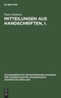 Image for Mitteilungen Aus Handschriften, I.