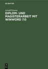 Image for Diplom- und Magisterarbeit mit WinWord 7.0