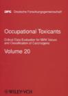 Image for Occupational toxicants  : critical data evaluation of MAK values and classification of carcinogensVol. 20 : v.20