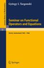 Image for Seminar on Functional Operators and Equations