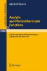 Image for Analytic and Plurisubharmonic Functions