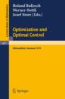 Image for Optimization and Optimal Control : Proceedings of a Conference held at Oberwolfach, November 17-23, 1974