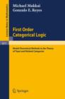 Image for First Order Categorical Logic : Model-Theoretical Methods in the Theory of Topoi and Related Categories