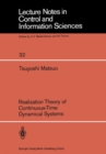 Image for Realization Theory of Continuous-Time Dynamical Systems