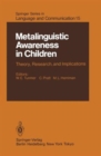 Image for Metalinguistic Awareness in Children : Theory,Research and Implications