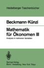 Image for Mathematik fur Okonomen III