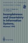Image for Incompleteness and Uncertainty in Information Systems