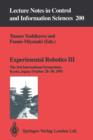Image for Experimental Robotics III : The 3rd International Symposium, Kyoto, Japan, October 28–30, 1993