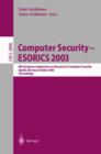Image for Computer Security - ESORICS 2003