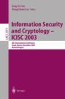 Image for Information Security and Cryptology - ICISC 2003