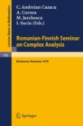 Image for Romanian-finnish Seminar On Complex Analysis: Proceedings, Bucharest, Romania, June 27 - July 2, 1976