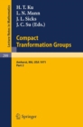 Image for Proceedings of the Second Conference on Compact Tranformation Groups. University of Massachusetts, Amherst, 1971: Part 2