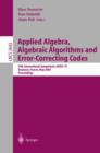 Image for Applied Algebra, Algebraic Algorithms and Error-Correcting Codes