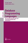 Image for Database Programming Languages : 8th International Workshop, DBPL 2001, Frascati, Italy, September 8-10, 2001. Revised Papers