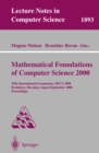 Image for Mathematical Foundations of Computer Science 2000: 25th International Symposium, MFCS 2000 Bratislava, Slovakia, August 28 - September 1, 2000 Proceedings