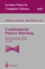 Image for Combinatorial pattern matching: 10th annual symposium, CPM 99, Warwick University, UK, July 22-24, 1999 : proceedings : 1645