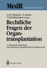 Image for Rechtliche Fragen der Organtransplantation : 3. Einbecker Workshop der Deutschen Gesellschaft fur Medizinrecht, 25./26. Juni 1988