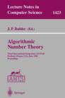 Image for Algorithmic Number Theory : Third International Symposium, ANTS-III, Portland, Orgeon, USA, June 21-25, 1998, Proceedings