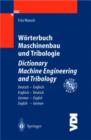Image for Worterbuch Maschinenbau Und Tribologie / Dictionary Machine Engineering and Tribology