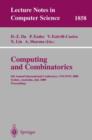 Image for Computing and Combinatorics : 6th Annual International Conference, COCOON 2000, Sydney, Australia, July 26-28, 2000 Proceedings