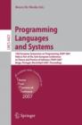 Image for Programming Languages and Systems : 16th European Symposium on Programming, ESOP 2007, Held as Part of the Joint European Conferences on Theory and Practice of Software, ETAPS, Braga, Portugal, March 