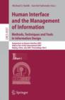 Image for Human Interface and the Management of Information. Methods, Techniques and Tools in Information Design