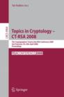 Image for Topics in Cryptology – CT-RSA 2008
