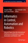 Image for Informatics in Control, Automation and Robotics : Selected Papers from the International Conference on Informatics in Control, Automation and Robotics 2007