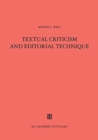 Image for Textual Criticism and Editorial Technique