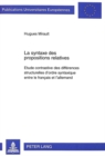 Image for La Syntaxe Des Propositions Relatives