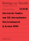 Image for Slavistische Studien zum XII. Internationalen Slavistenkongre in Krakau 1998