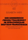 Image for Der Sinnbereich «Freude/Traurigkeit» Im Sprachenpaar Deutsch-Franzoesisch