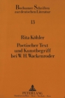 Image for Poetischer Text und Kunstbegriff bei W.H. Wackenroder