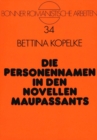 Image for Die Personennamen in Den Novellen Maupassants