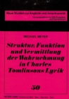 Image for Struktur, Funktion und Vermittlung der Wahrnehmung in Charles Tomlinsons Lyrik