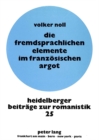 Image for Die Fremdsprachlichen Elemente Im Franzoesischen Argot