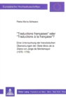 Image for «Traductions francaises» oder «Traductions a la francaise»?