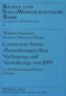 Image for Lorenz Von Steins «Bemerkungen Ueber Verfassung Und Verwaltung» Von 1889 : Zu Den Verfassungsarbeiten in Japan- Oesterreichisch-Japanische Rechtsbeziehungen I