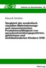 Image for Vergleich der symbolisch visuellen Wahrnehmungs- und visomotorischen Produktionsfaehigkeit von sprachentwicklungsgestoerten, gehoerlosen und nichtbehinderten Kindern (VSI)