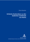 Image for Kritische Konkordanz Zu Den Gedichten Gottfried Von Reims