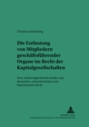 Image for Die Entlastung Von Mitgliedern Geschaeftsfuehrender Organe Im Recht Der Kapitalgesellschaften